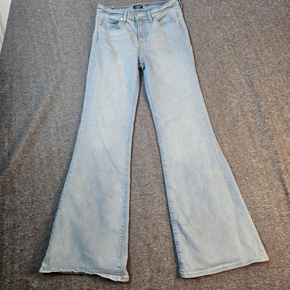 Express Denim - Express Jeans Women's Sz 4 Blue 70's Flare Mid Rise Light Wash